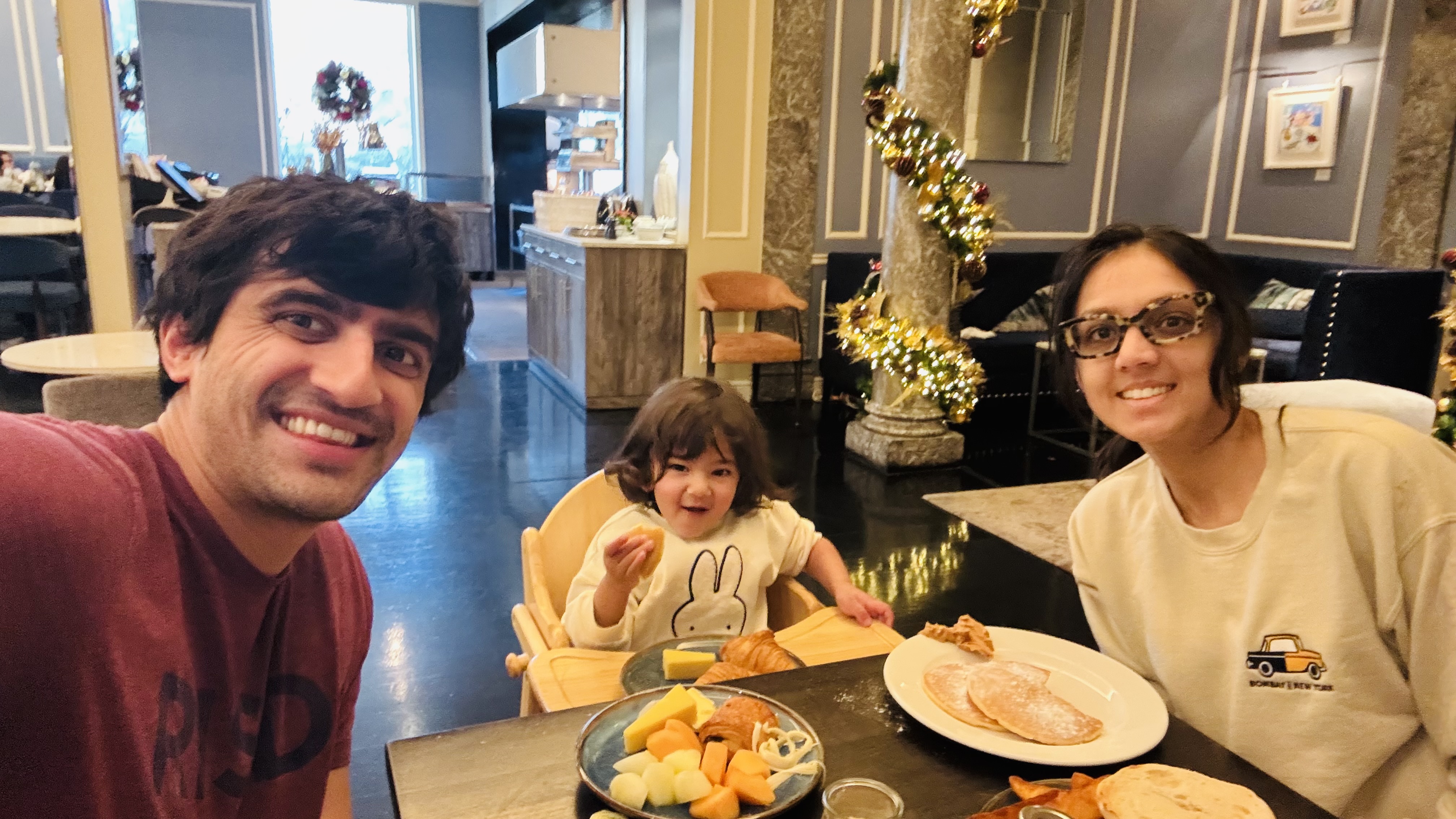 Family breakfast at The Churchill with festive decorations